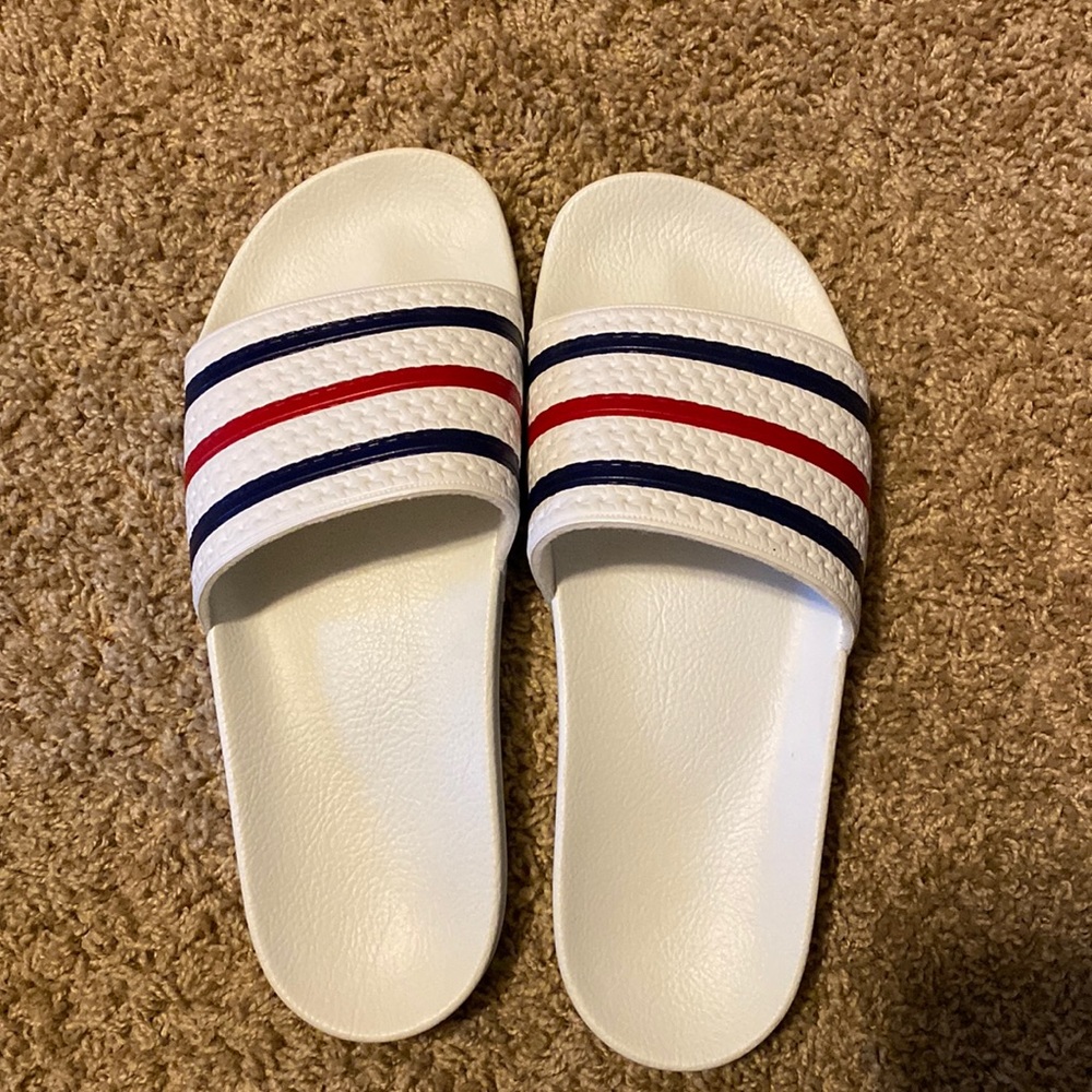 mens red adidas slides